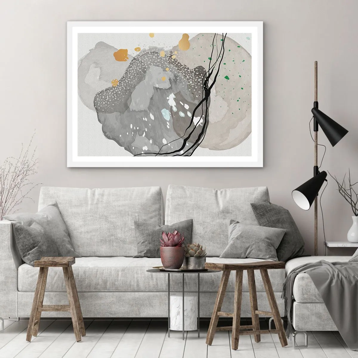 Poster in een witte lijst - Organische compositie - 91x61 cm