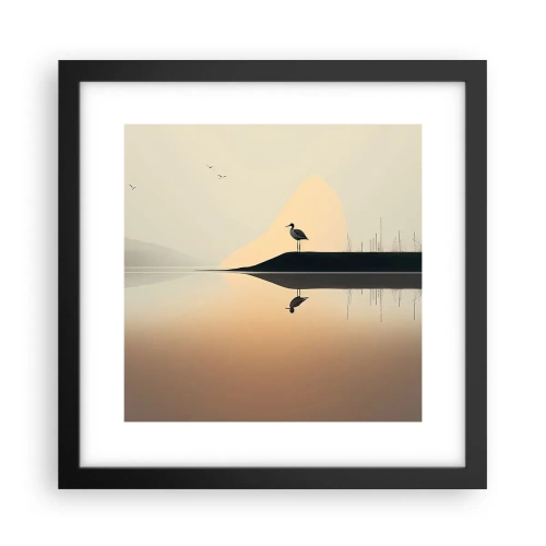 Poster in een zwarte lijst - Heer op het meer - 30x30 cm