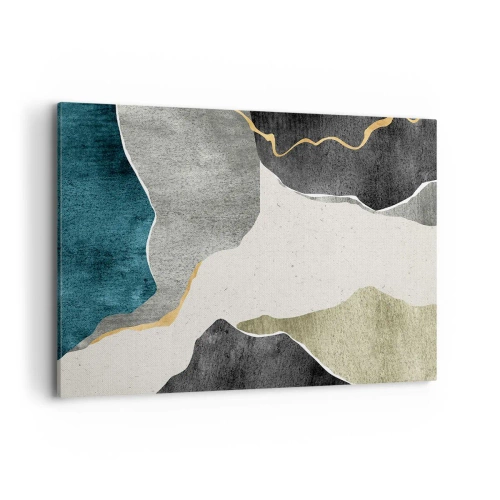 Schilderen op canvas - Mozaïekcompositie met gouddraad - 120x80 cm