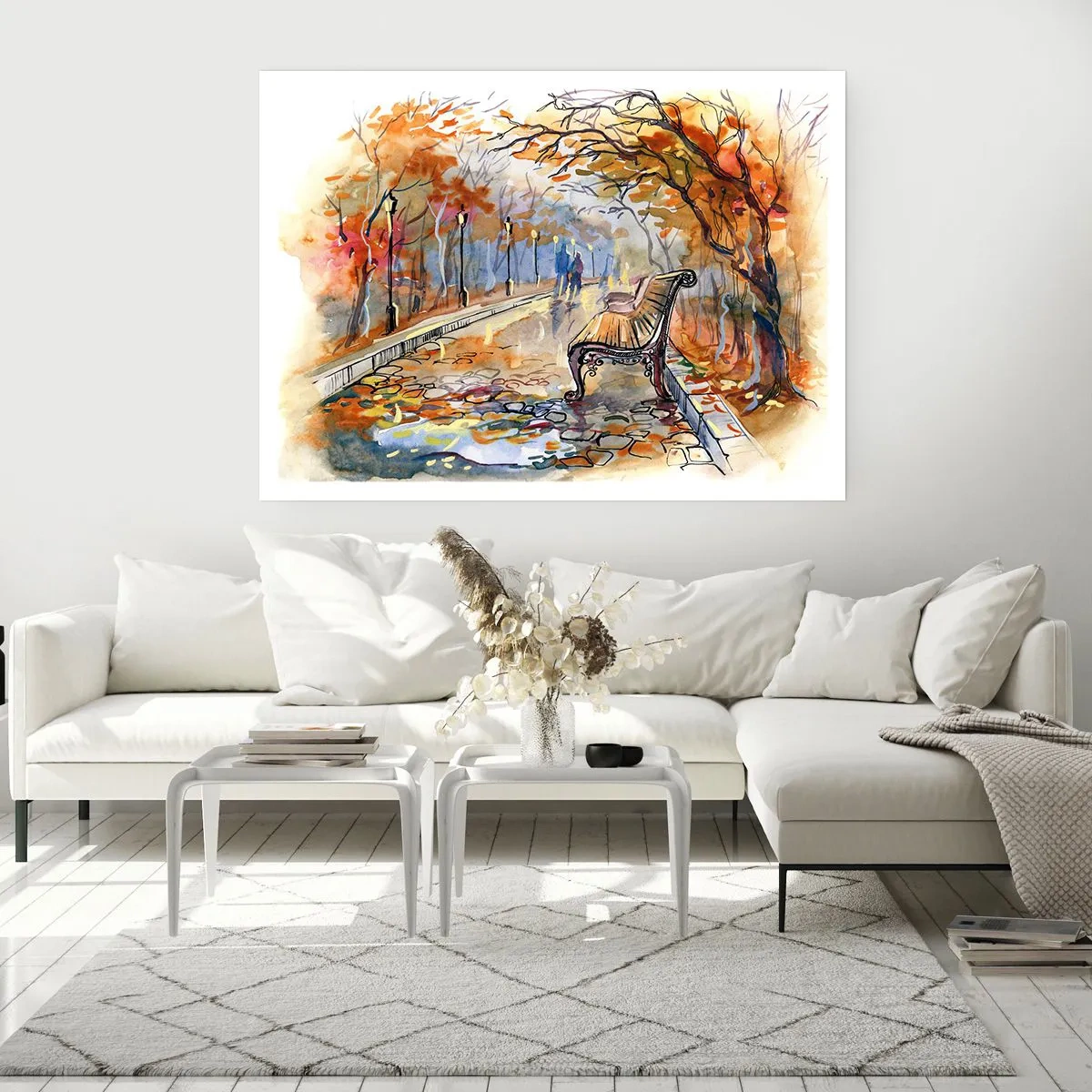 Poster - Samen wandelen in de herfst - 70x50 cm