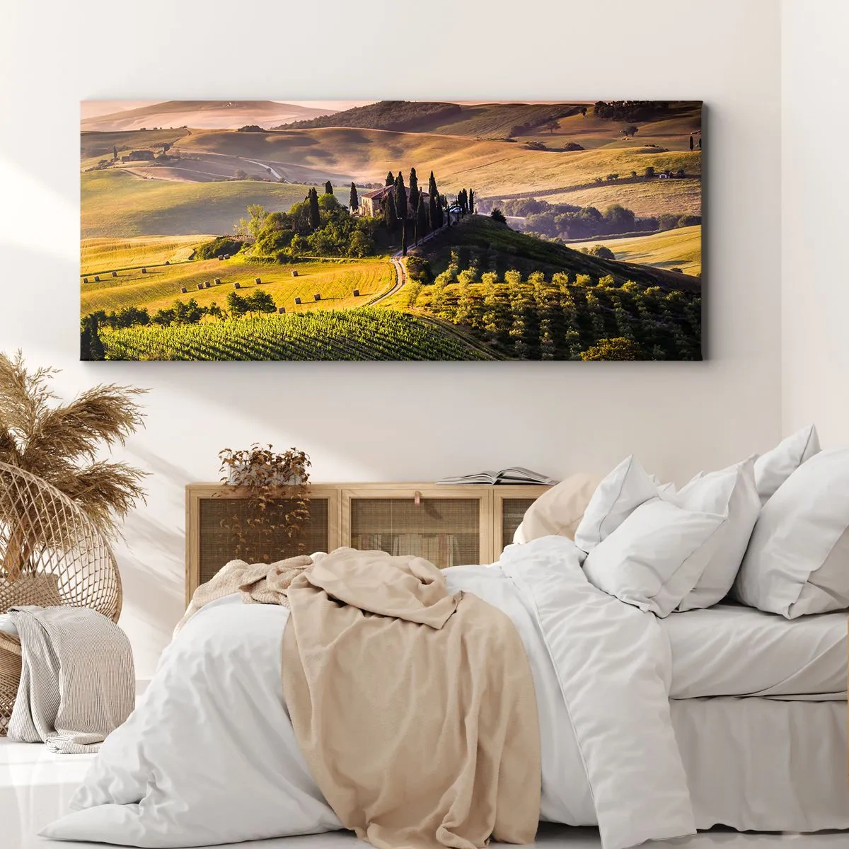 Schilderen op canvas - Arcadia - het Toscaanse landschap - 90x30 cm