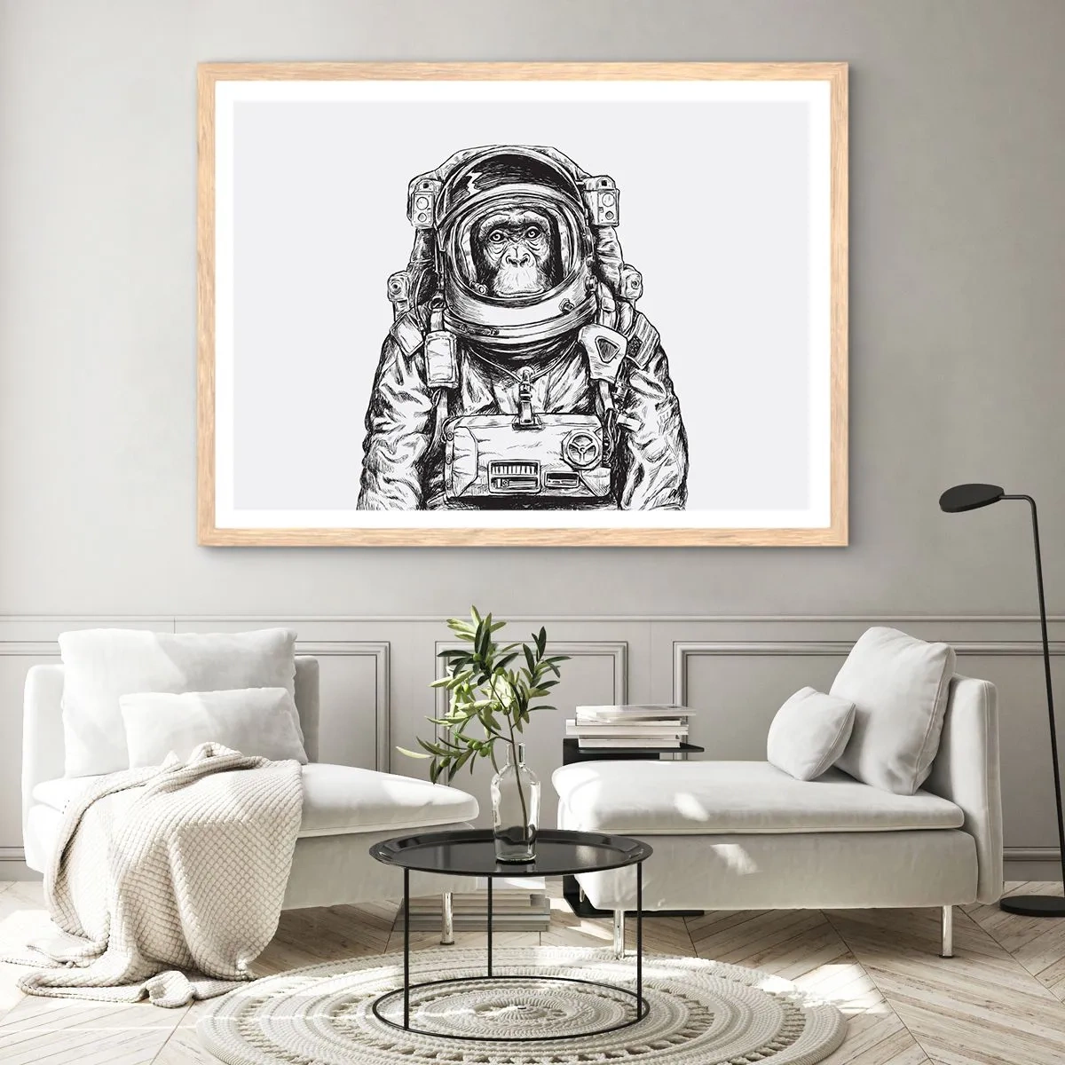 Een poster in een licht eiken lijst - Alternatieve evolutie - 100x70 cm