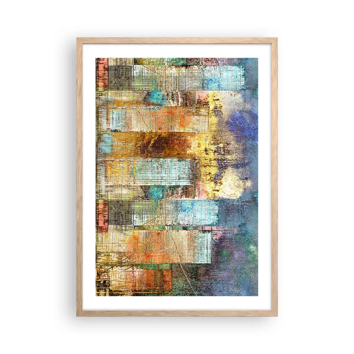 Een poster in een licht eiken lijst - Een zonnige metropool - 50x70 cm