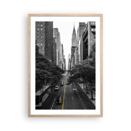 Een poster in een licht eiken lijst - New York ochtend - 50x70 cm