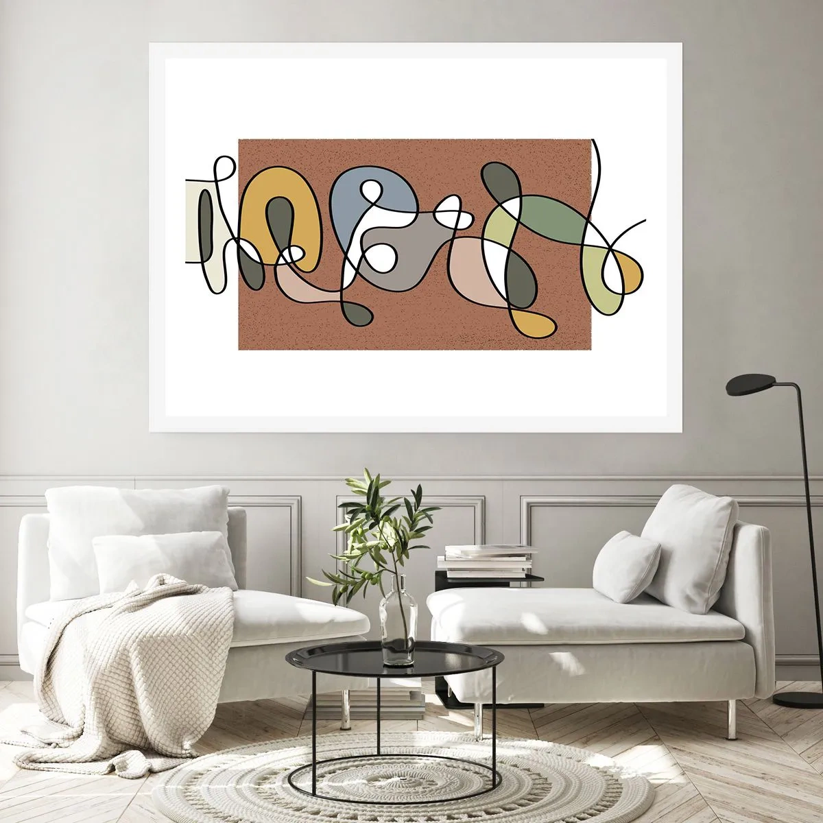 Poster - Abstractie die het glimlachen waard is - 100x70 cm