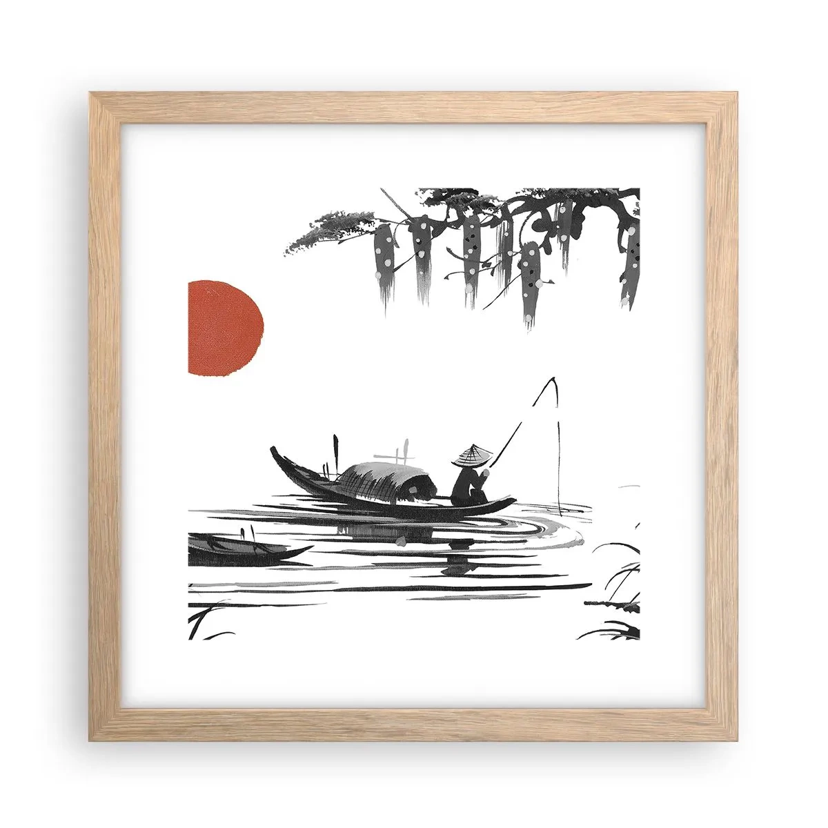 Een poster in een licht eiken lijst - Aziatische middag - 30x30 cm