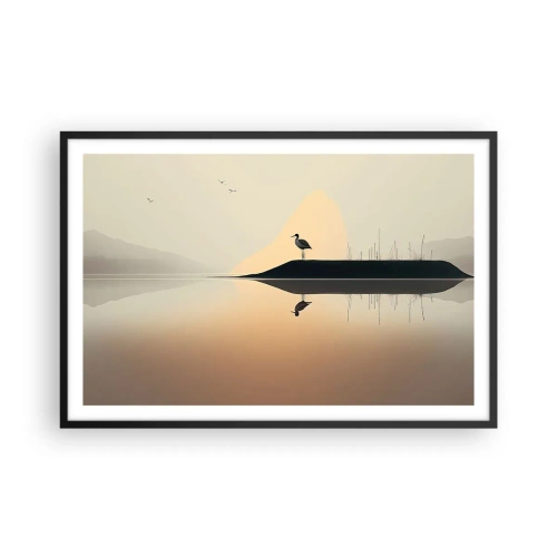 Poster in een zwarte lijst - Heer op het meer - 91x61 cm