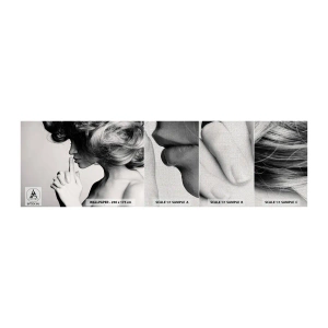 Fotobehang Monster Premium Canvas - Luisteren naar zichzelf - Vrouw, Model, Het gezicht van de vrouw - 100x30 cm