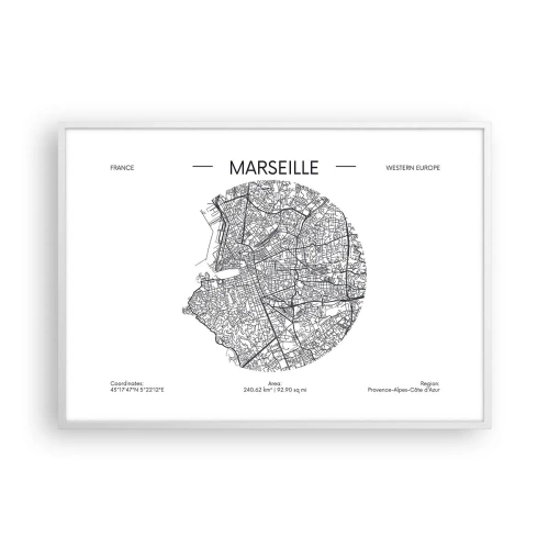 Poster in een witte lijst - Anatomie van Marseille - 100x70 cm
