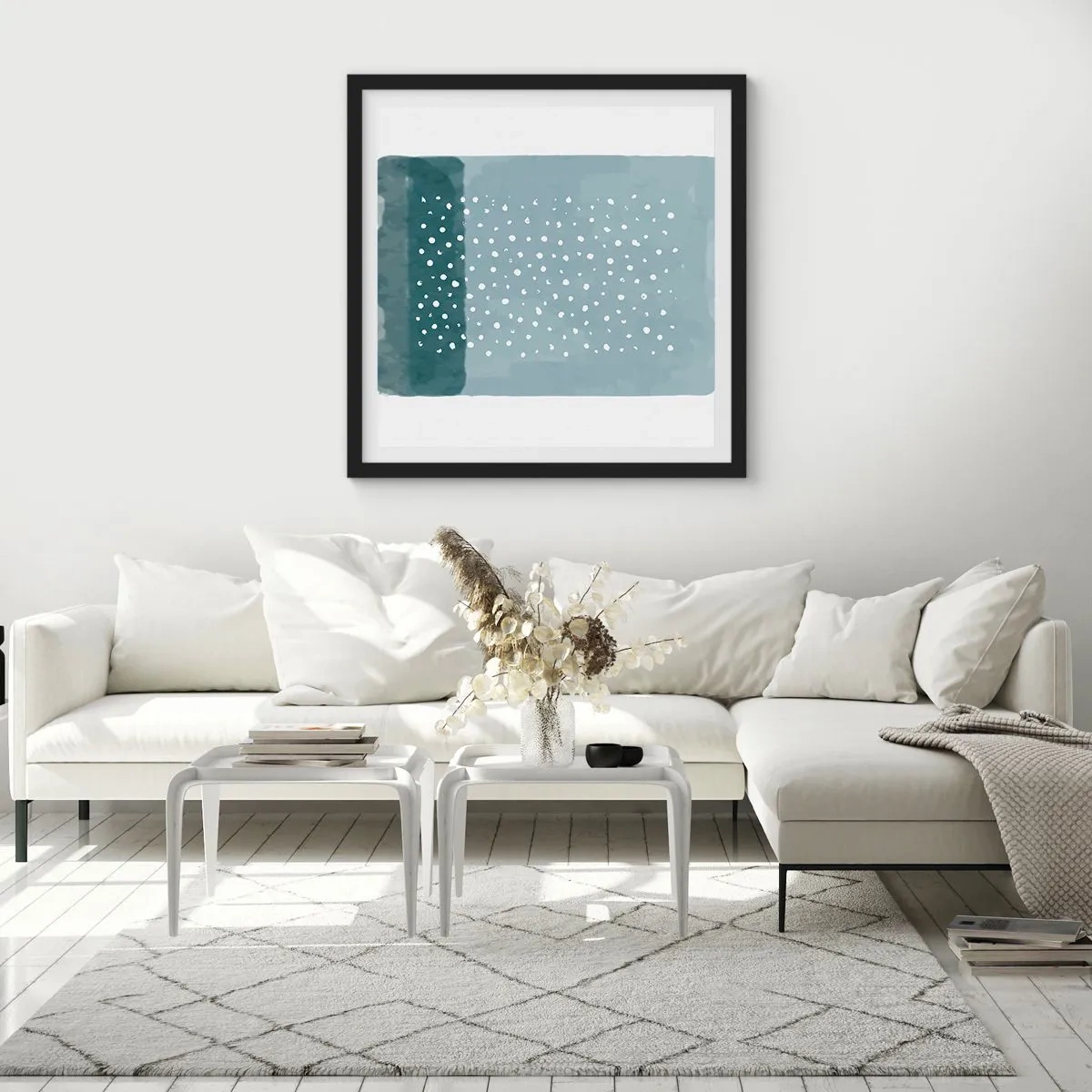 Poster in een zwarte lijst - Gegroeid op blauw - 40x40 cm