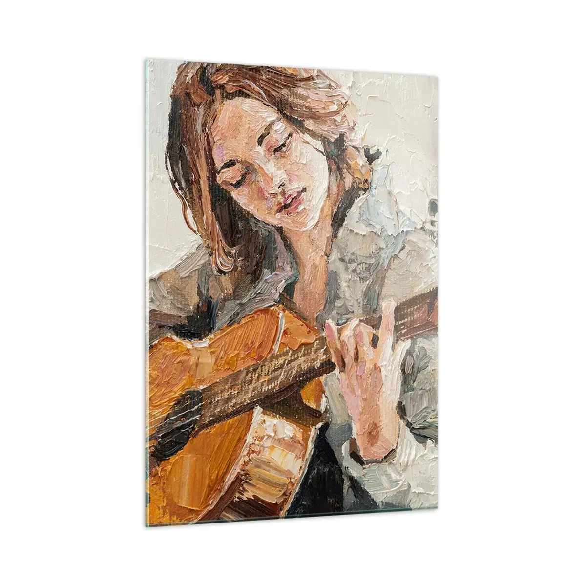 Schilderen op glas - Concerto voor gitaar en een meisjeshart - 50x70 cm