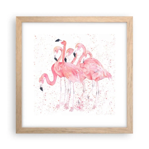 Een poster in een licht eiken lijst - Roze ensemble - 30x30 cm