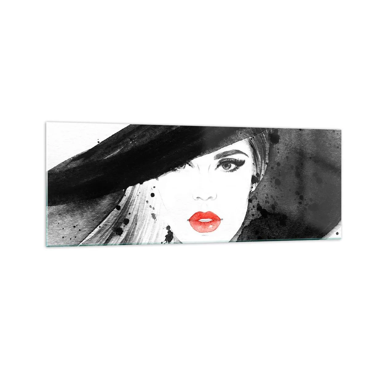 Schilderen op glas - Vrouw in het zwart - 140x50 cm