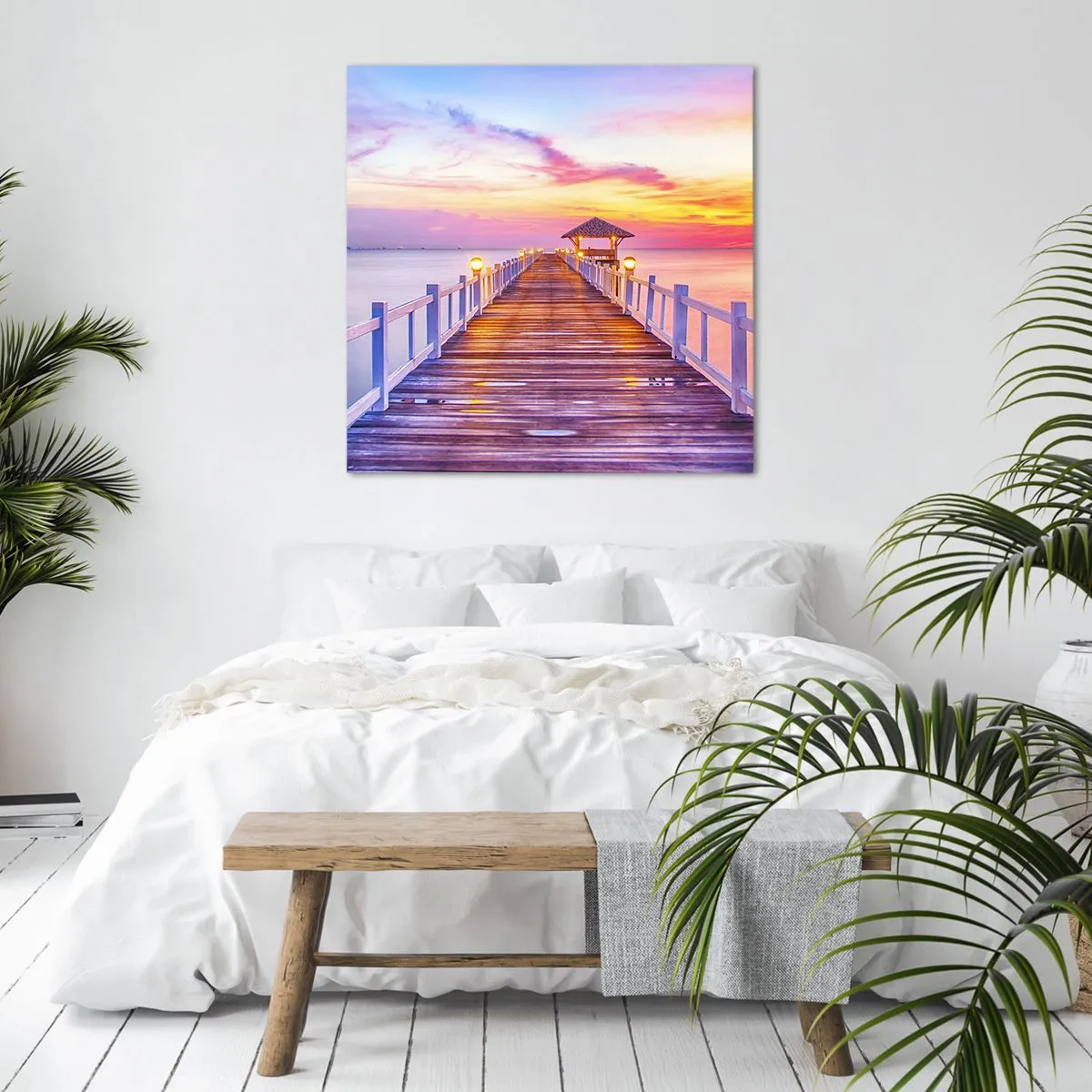 Schilderen op canvas - De lila-gouden stilte van de avond - 40x40 cm