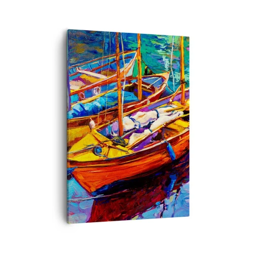 Schilderen op canvas - Op water vol met kleuren - 50x70 cm