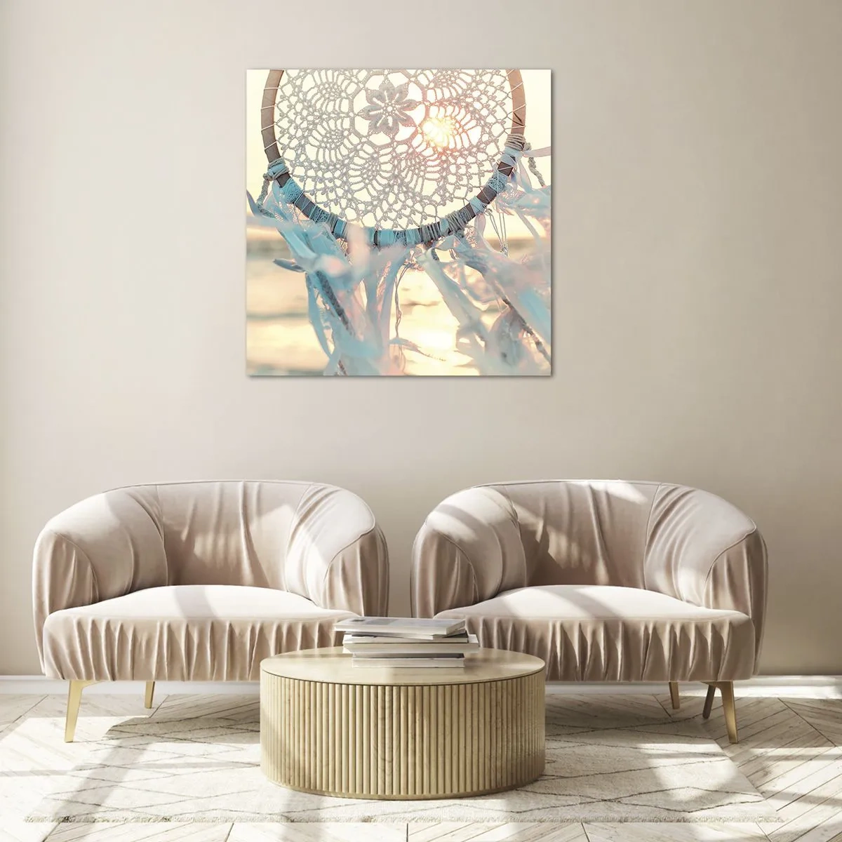 Schilderen op glas - Kanten totem - 70x70 cm