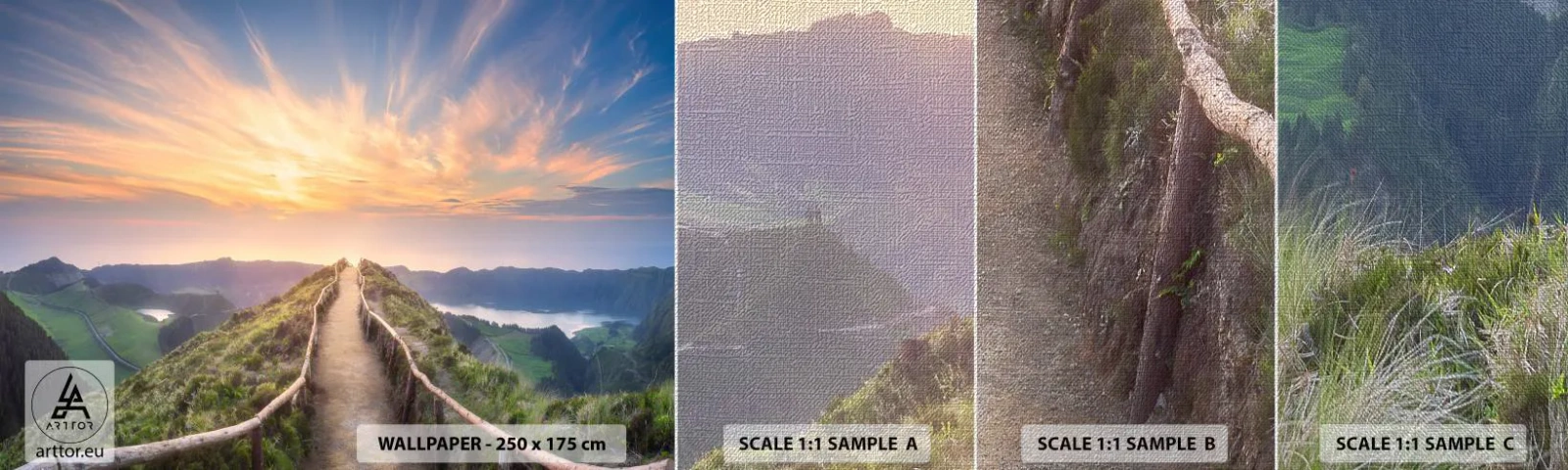 Fotobehang Monster Premium Canvas - Dicht bij de hemel - Berglandschap, Natuur, Zonsondergang - 100x30 cm