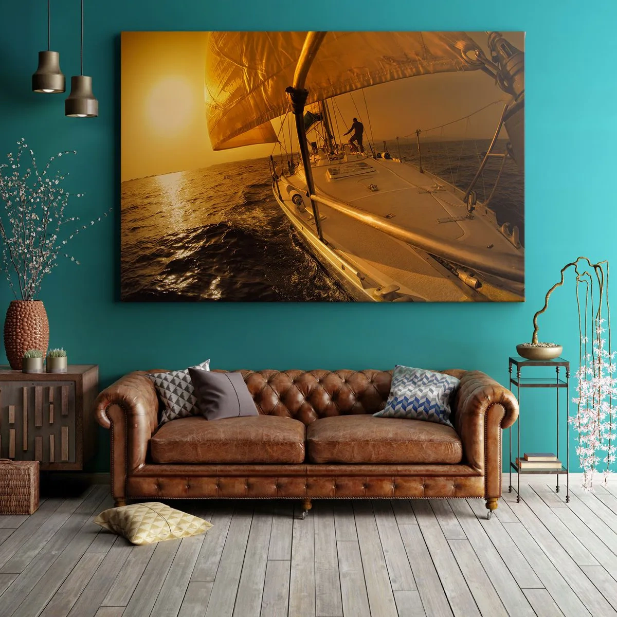 Schilderen op canvas - Een gouden avond na een kleurrijke dag - 120x80 cm