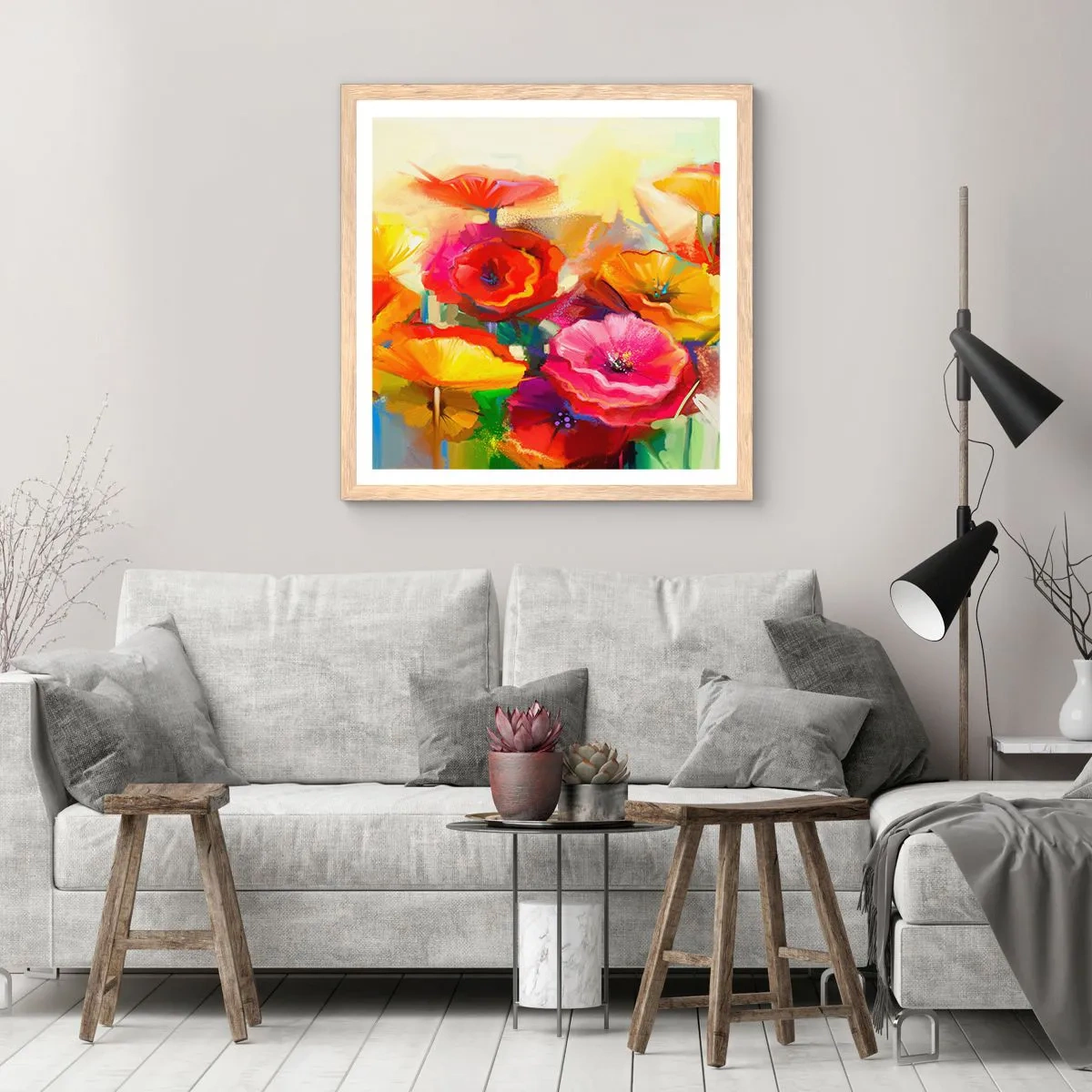 Een poster in een licht eiken lijst - Niet alleen rood - 40x40 cm