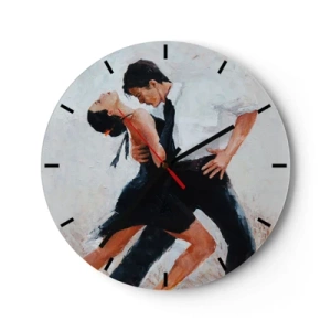 Wandklok - Klok - Een koppel danst tango in een dynamische, gepassioneerde pose - 30x30cm - Tango van mijn dromen - Moderne wanddecoratie voor woonkamer, keuken en slaapkamer ARTTOR