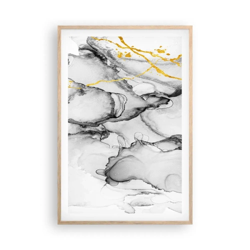 Een poster in een licht eiken lijst - Compositie met een gouden motief - 61x91 cm