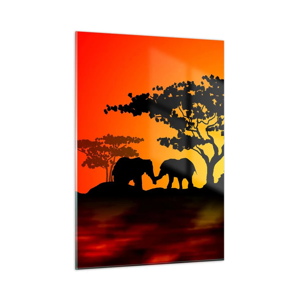 Schilderen op glas - Ontmoeting in de savanne - 50x70 cm