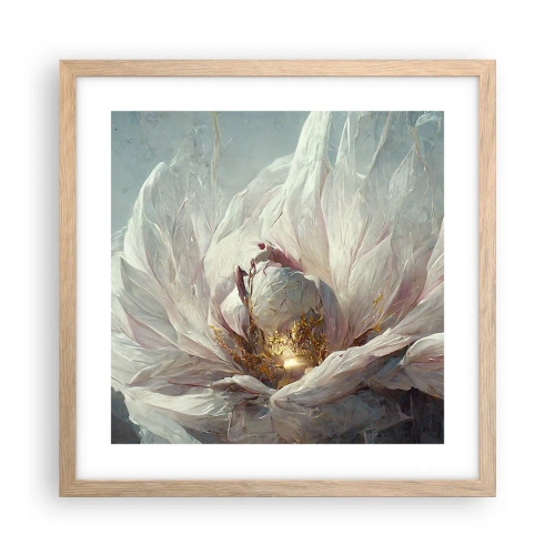Een poster in een licht eiken lijst - Hij bloeit eens in de honderd jaar - 40x40 cm