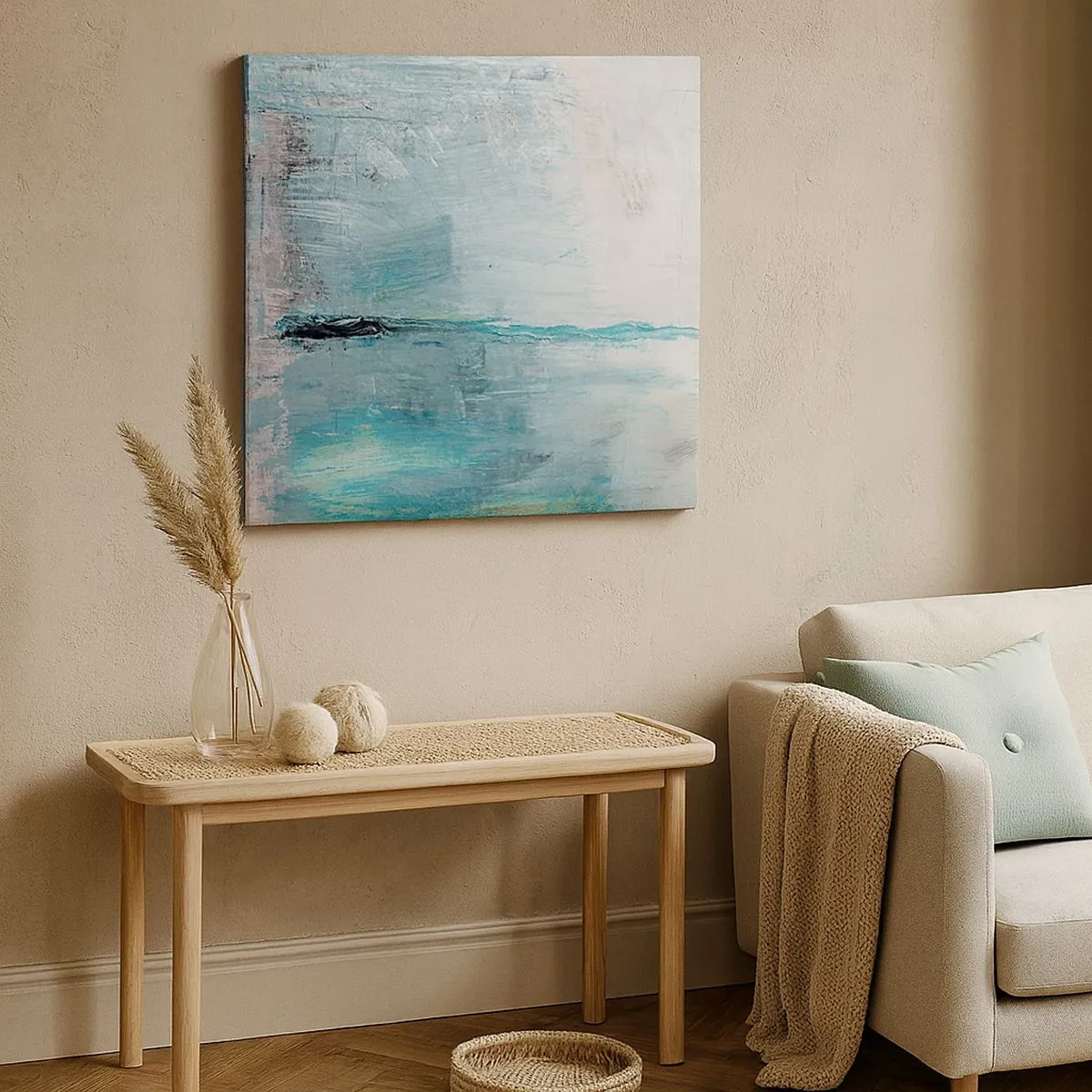 Schilderen op canvas - Horizontaal in blauw - 30x30 cm