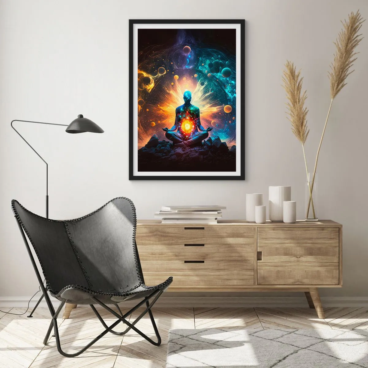 Poster in een zwarte lijst - Kosmische vrede - 70x100 cm