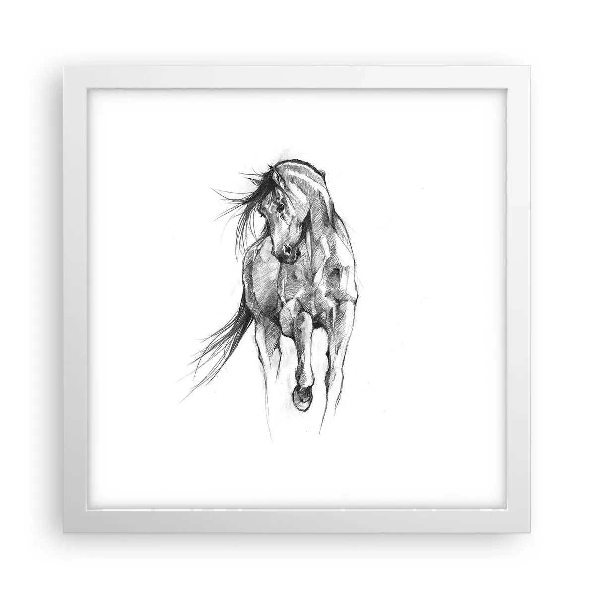 Poster in een witte lijst - In een sierlijke draf - 30x30 cm