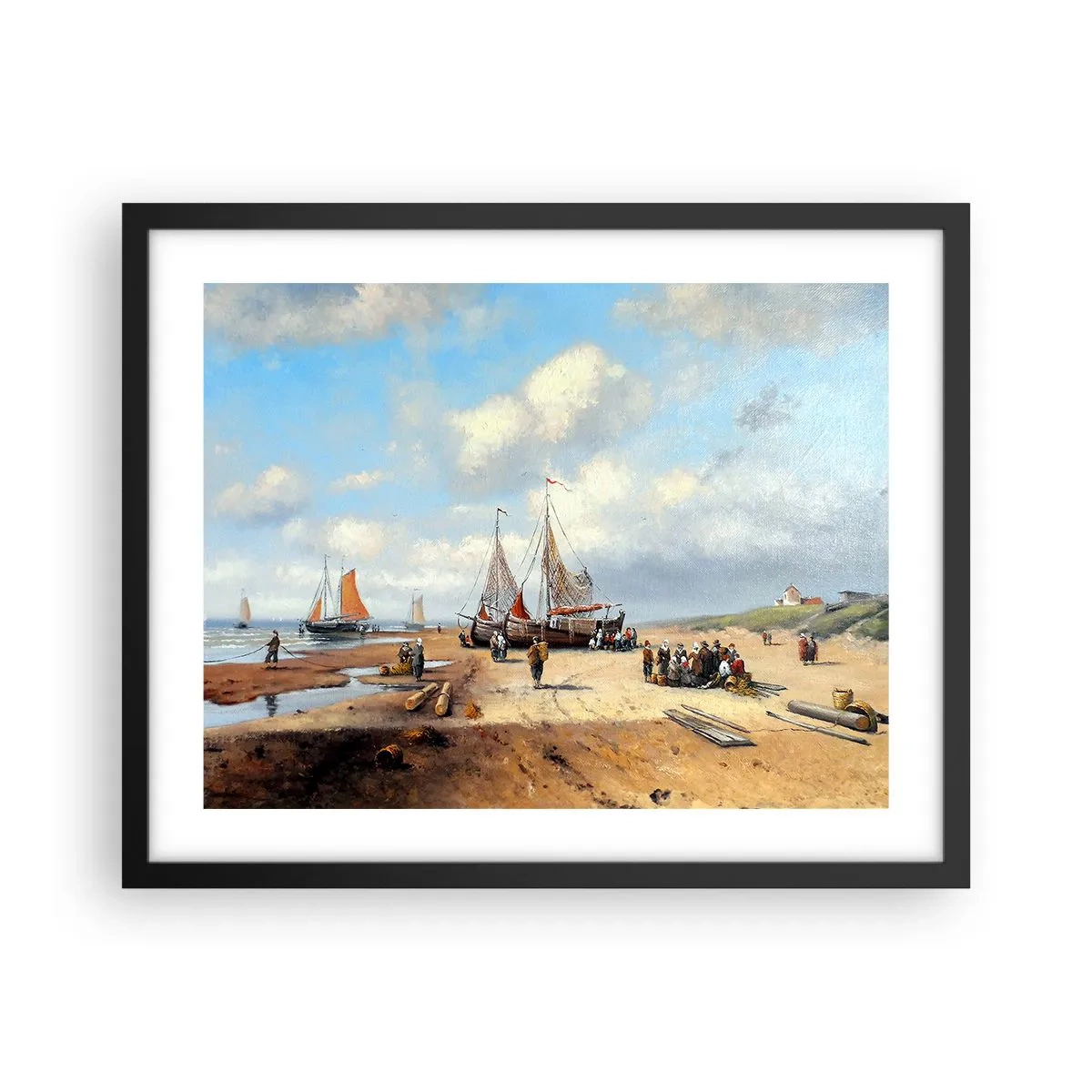 Poster in een zwarte lijst - Na een geslaagde vangst - 50x40 cm