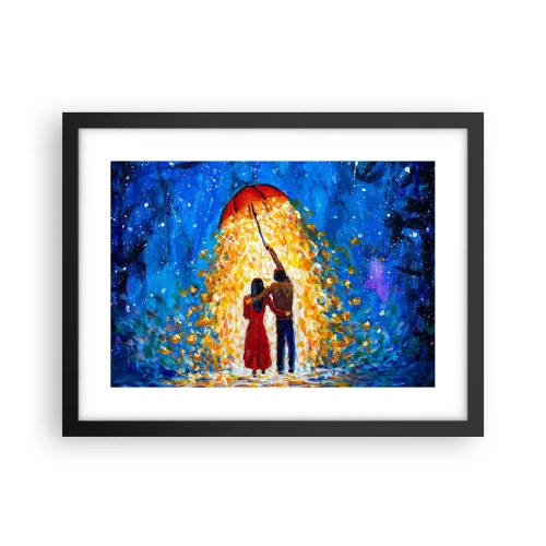 Poster in een zwarte lijst - De magie van een regenachtige avond? - 40x30 cm