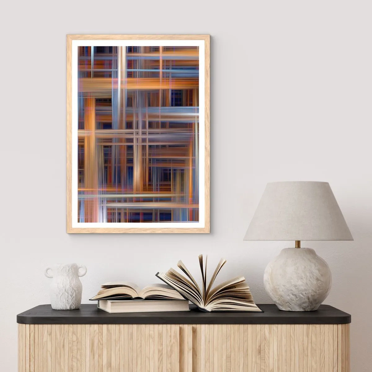 Een poster in een licht eiken lijst - Geweven van licht - 70x100 cm