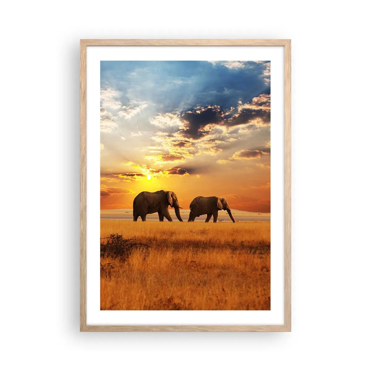 Een poster in een licht eiken lijst - Familie wandeling - 50x70 cm