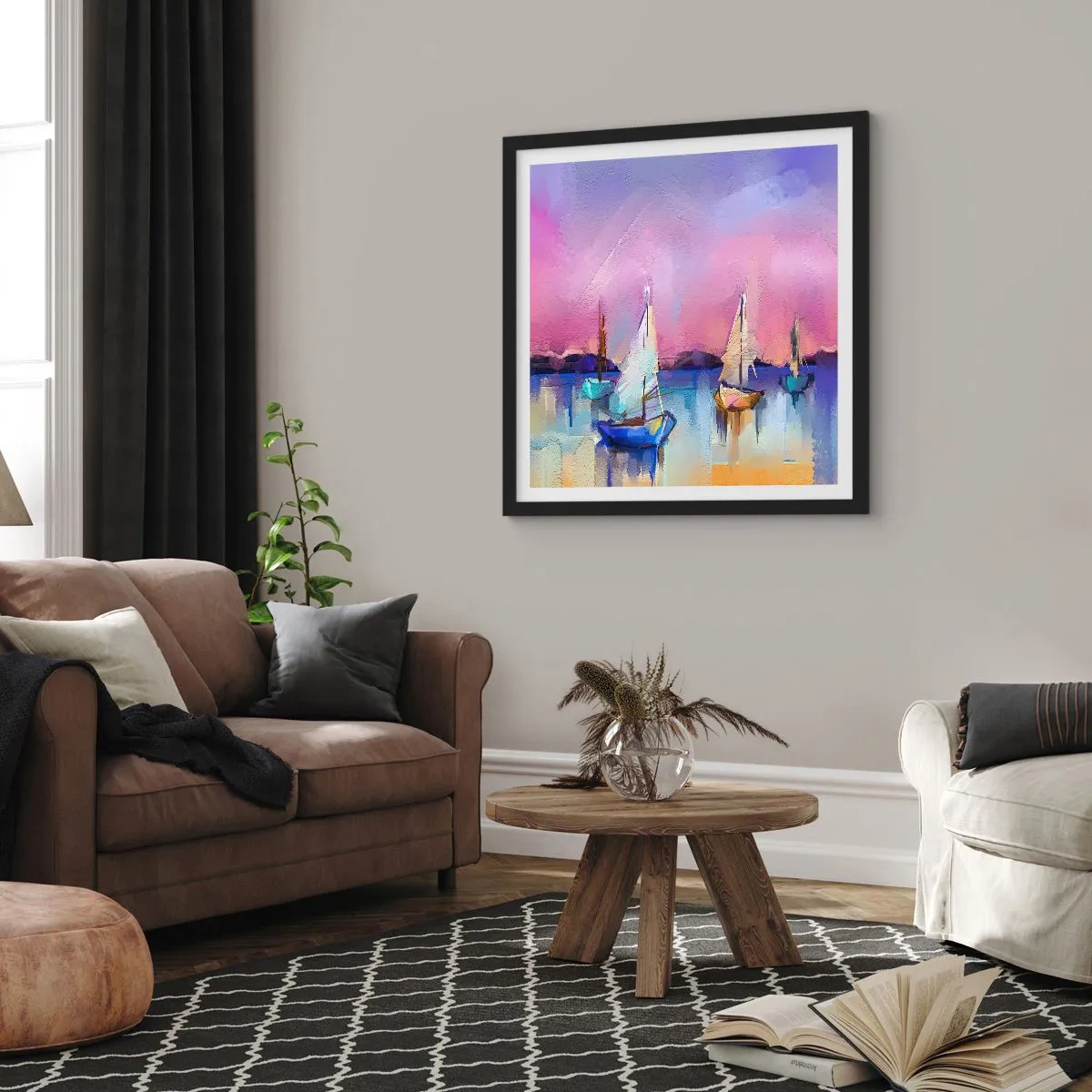 Poster in een zwarte lijst - Richting: breed water - 60x60 cm
