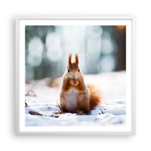 Poster in een witte lijst - Waar kijk je naar? - 60x60 cm