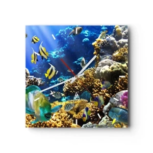 Wandklok - Klok - Veel verkeer op de vakantieroute - 30x30 cm