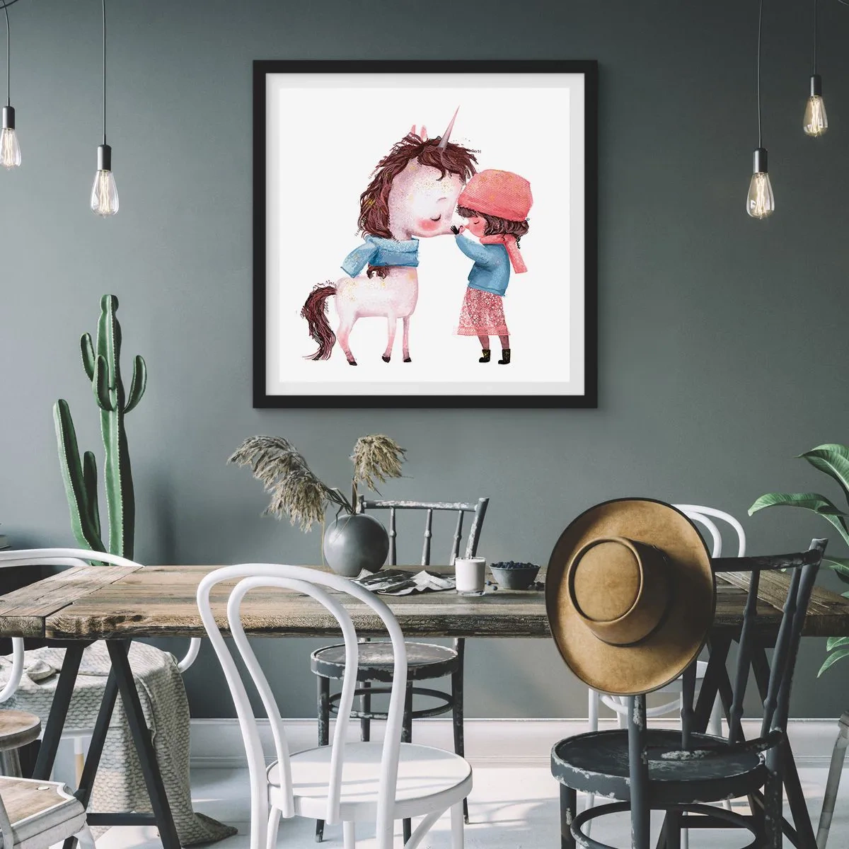 Poster in een zwarte lijst - Een winterverhaal - 40x40 cm