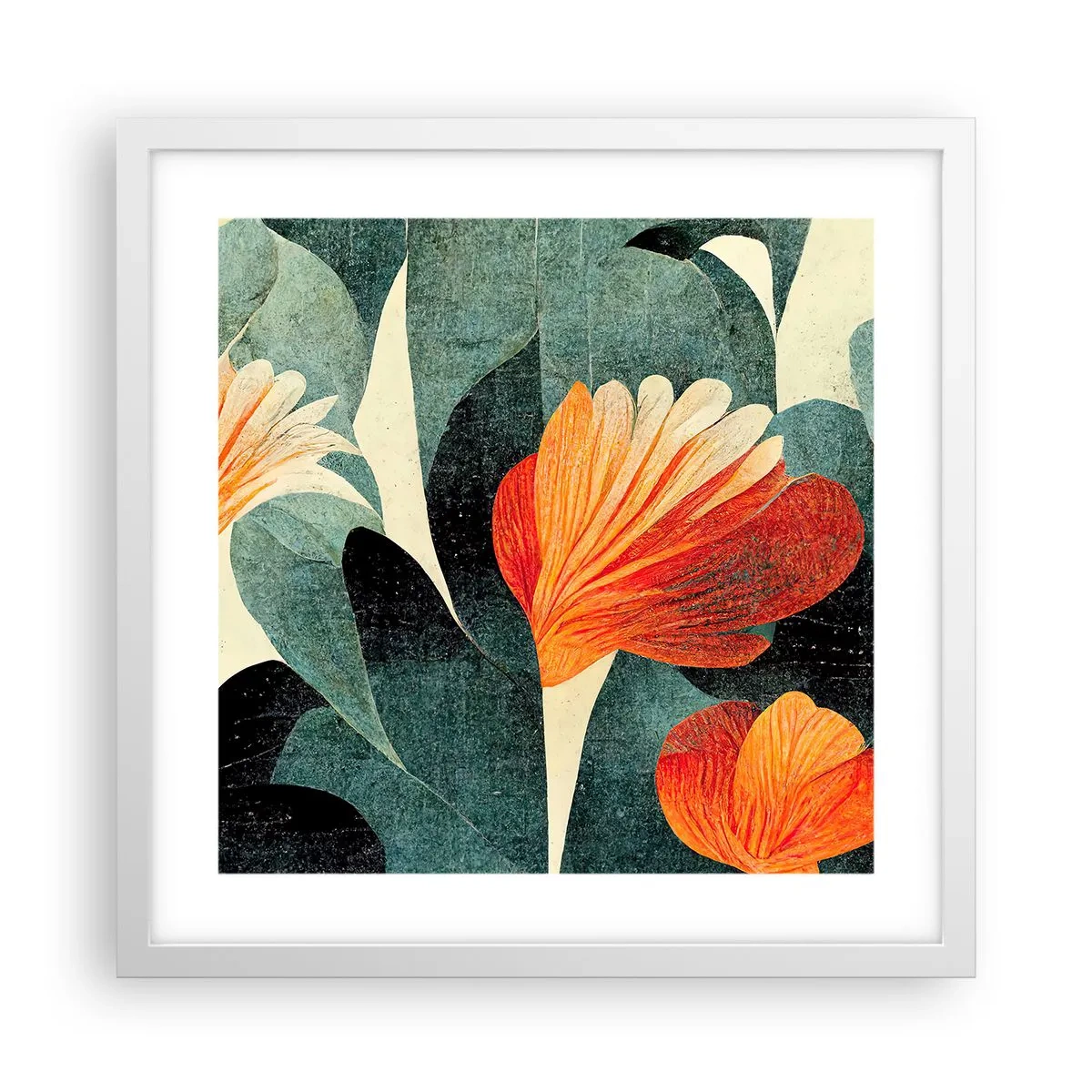 Poster in een witte lijst - De hitte van de tropen en de koelte van het groen - 40x40 cm