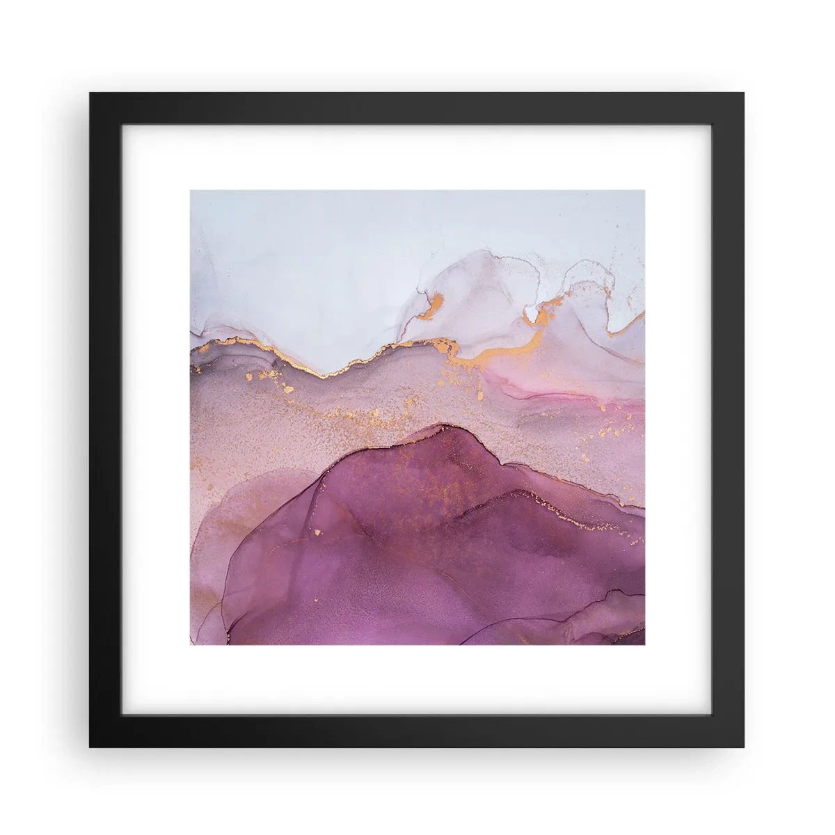 Poster in een zwarte lijst - Lila en paarse golven - 30x30 cm