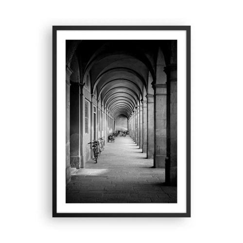 Poster in een zwarte lijst - Zwart-wit architectuur van de arcades - 50x70cm - Onder de arcades - Moderne wanddecoratie voor woonkamer en slaapkamer ARTTOR