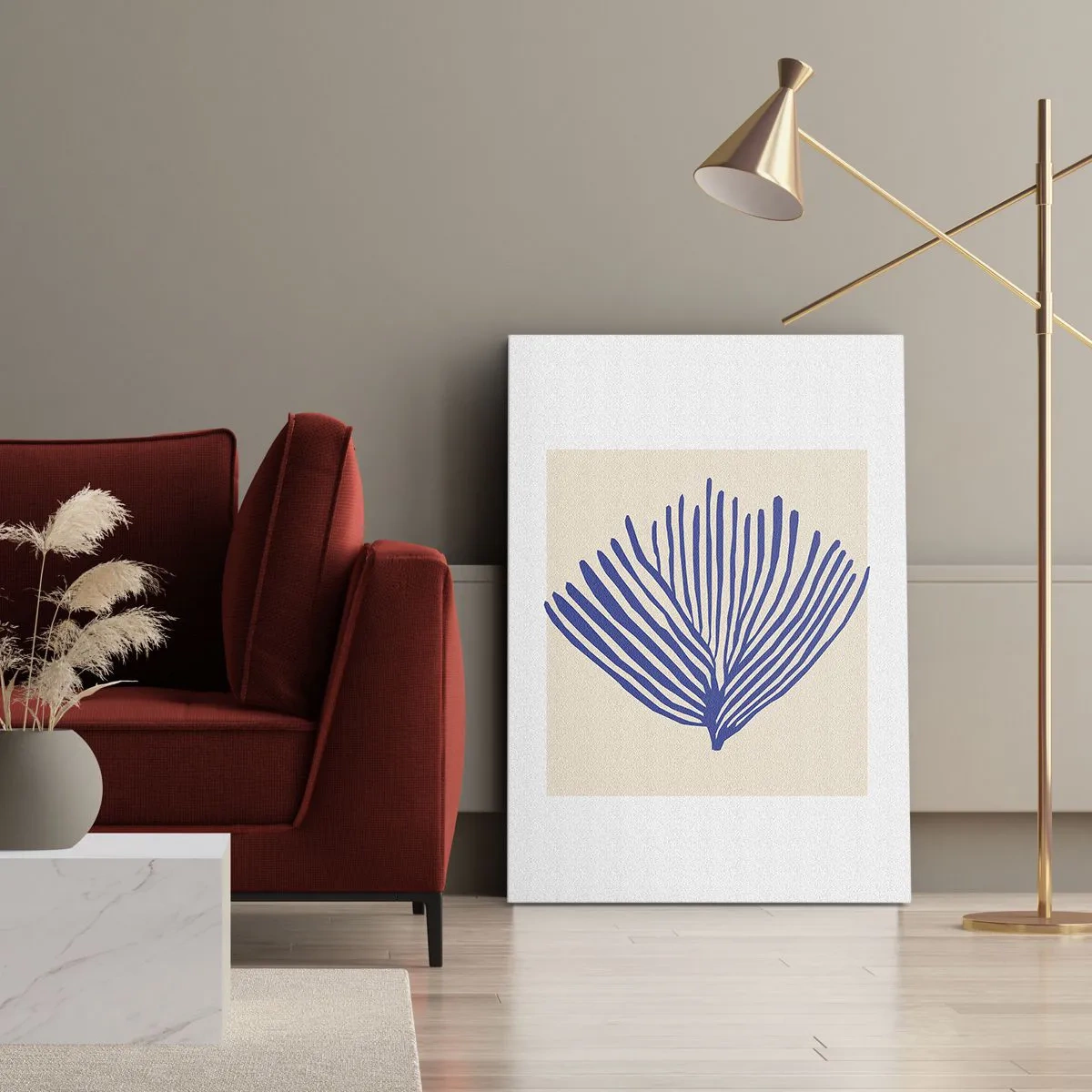 Schilderen op canvas - Blauwe waaier - 50x70 cm