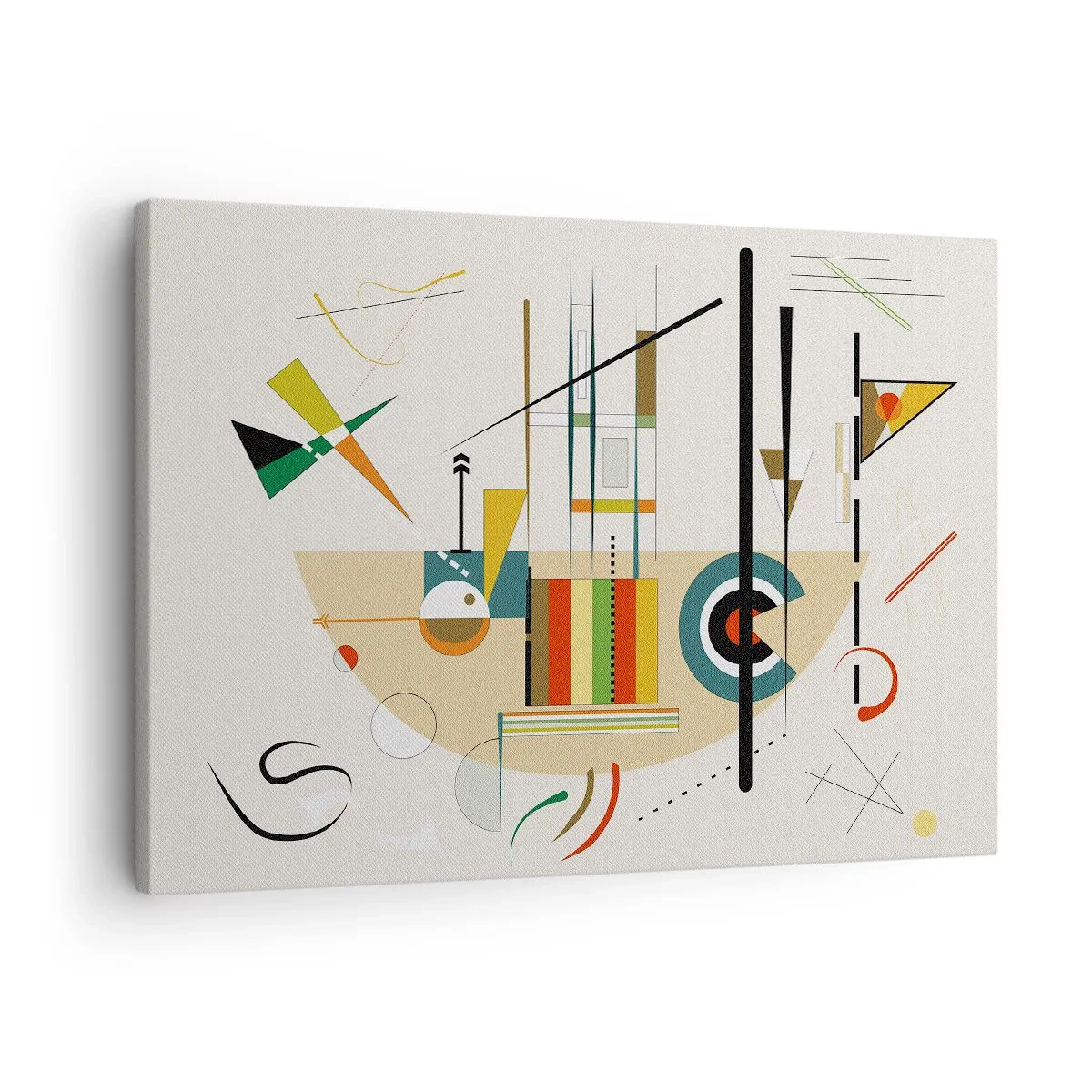 Schilderen op canvas - Kleurrijke abstractie met geometrische vormen - 70x50cm - En de wereld lacht - Moderne wanddecoratie voor woonkamer en slaapkamer ARTTOR