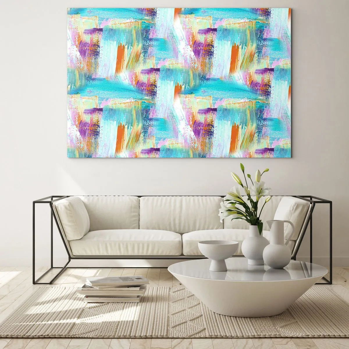 Schilderen op glas - Vrolijk vlekkerig en besmeurd - 100x70 cm