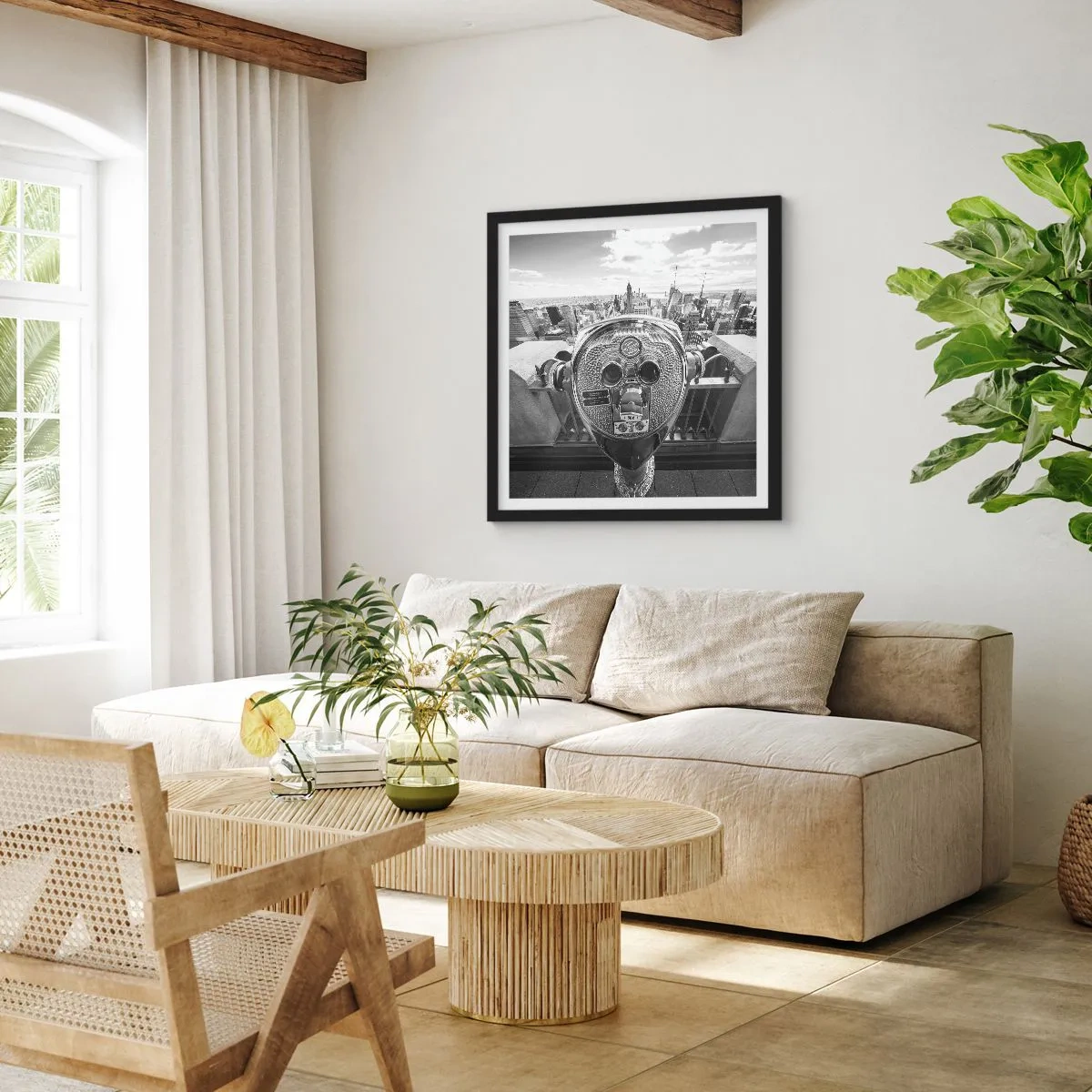 Poster in een zwarte lijst - Stad boven de steden - 30x30 cm
