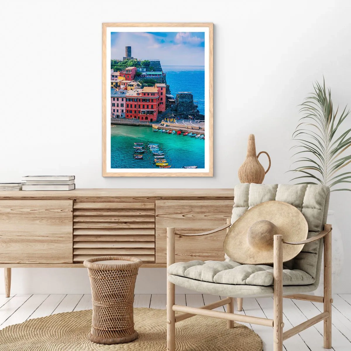 Een poster in een licht eiken lijst - Mediterrane magische stad - 61x91 cm