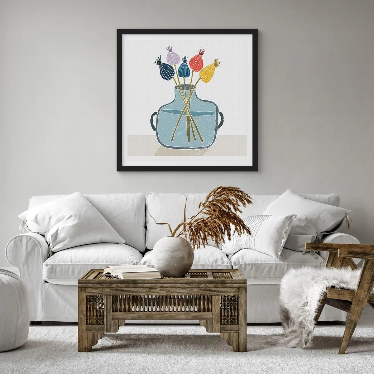 Poster in een zwarte lijst - Alsof hij met maanzaad heeft gezaaid - 30x30 cm