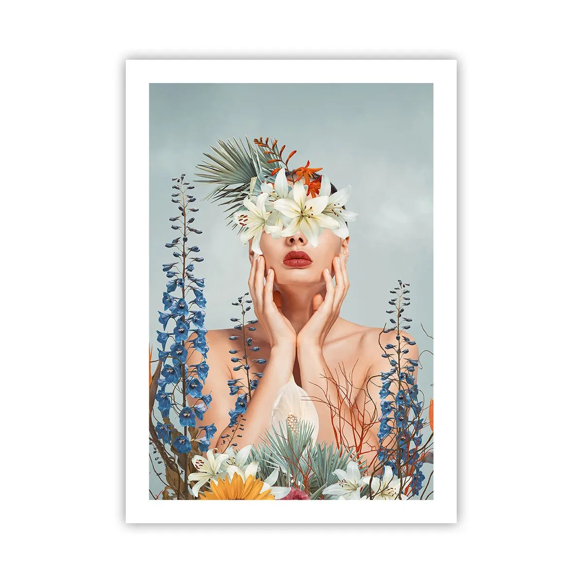 Poster - Vrouw - bloem - 50x70 cm