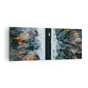 Schilderen op canvas - Snijd door het winterbos - 120x50 cm