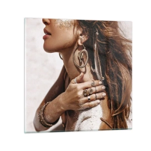 Schilderen op glas - Koningin van het wilde strand - 50x50 cm